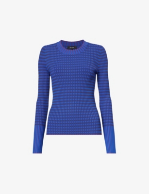 ME AND EM: Checked slim-fit knitted jumper