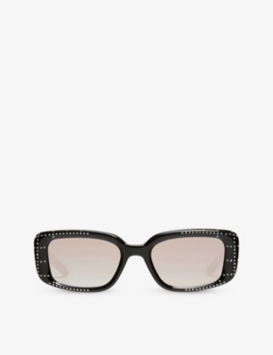 Gentle Monster Womens Black Antena.c 01 Crystal-embellished Rectangle-frame Acetate Sunglasses