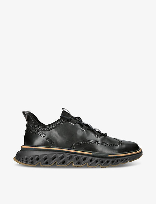 COLE HAAN: 5.ZERØGRAND Wingtip Oxford leather low-top trainers