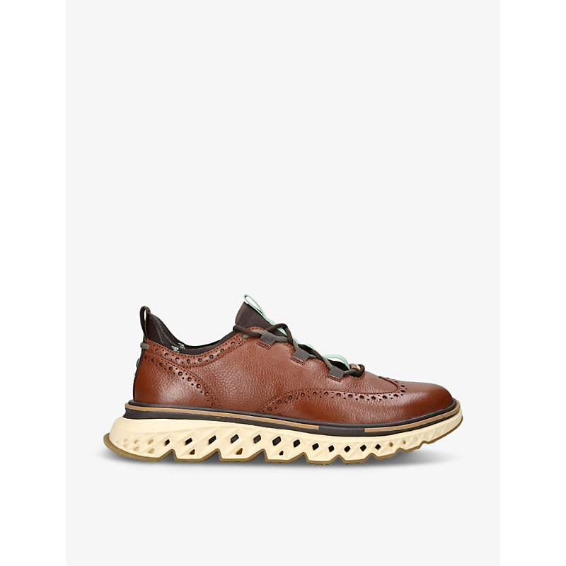 COLE HAAN 5.ZERØGRAND WINGTIP OXFORD GRAINED-LEATHER LOW-TOP TRAINERS