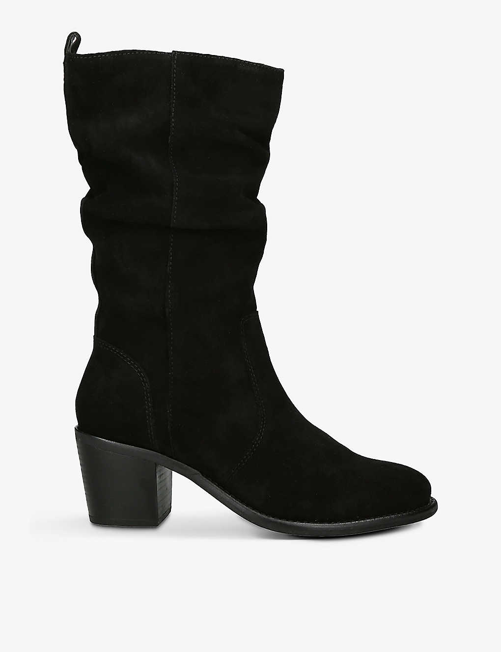 Carvela Womens Black Secil Scrunched-ankle Suede-leather Knee-high Boots
