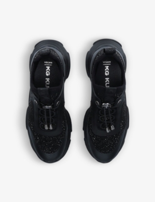 KG KURT GEIGER: Leighton crystal-embellished woven low-top trainers