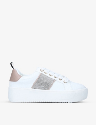 Kg Kurt Geiger Womens White Lighter Gem Faux-leather Low-top Trainers