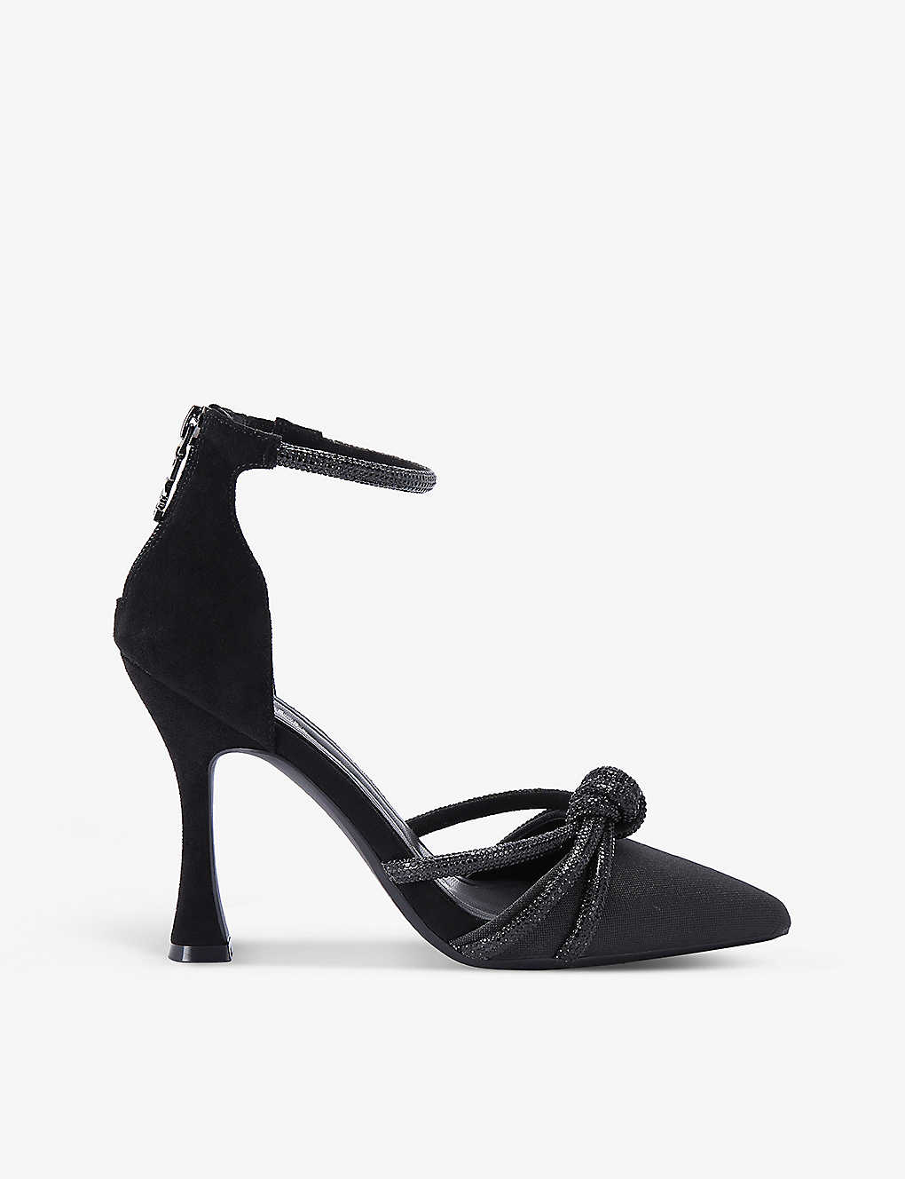 Kg Kurt Geiger Womens Black Ava Knot-embellished Faux-leather Heeled Sandals