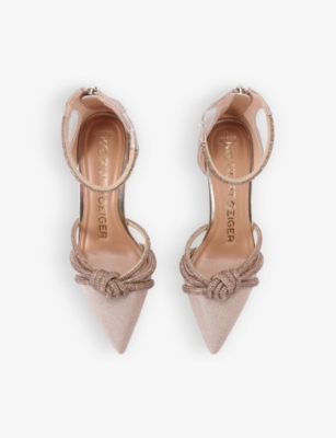 KG KURT GEIGER: Ava knot-embellished faux-leather heeled sandals