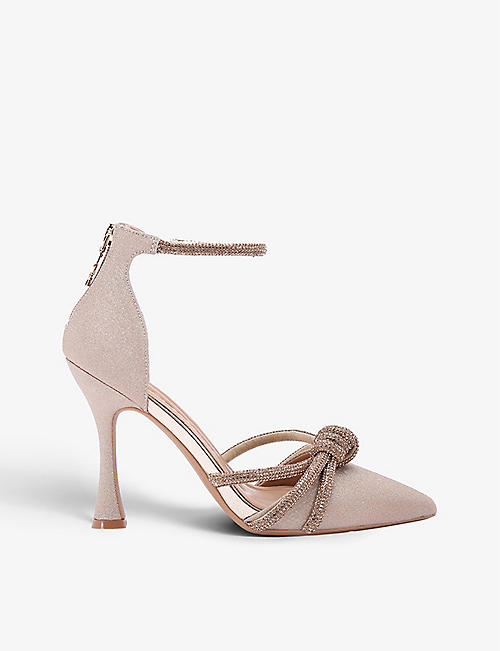 KG KURT GEIGER: Ava knot-embellished faux-leather heeled sandals