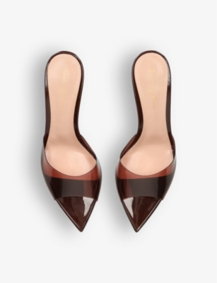 Shop Gianvito Rossi Women's Brown Vernice Open-toe Pvc Heeled Mules