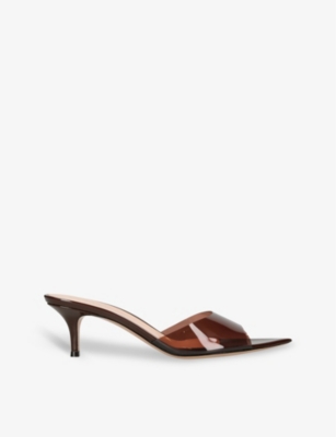 Shop Gianvito Rossi Women's Brown Vernice Open-toe Pvc Heeled Mules