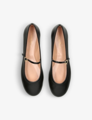 Shop Gianvito Rossi Carla Ribbon-buckle Leather Flats In Black