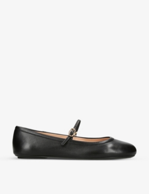 Shop Gianvito Rossi Women's Black Carla Ribbon-buckle Leather Flats