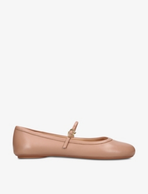 Gianvito Rossi Womens  Carla Ribbon-buckle Leather Flats In Blush