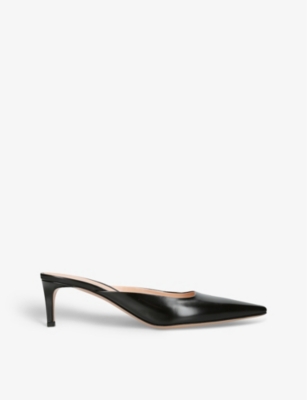 Shop Gianvito Rossi Women's Black Tokio Pointed-toe Leather Heeled Mules