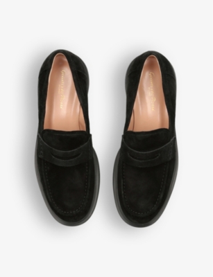 Shop Gianvito Rossi Women's Black Harris Penny-strap Suede Loafers