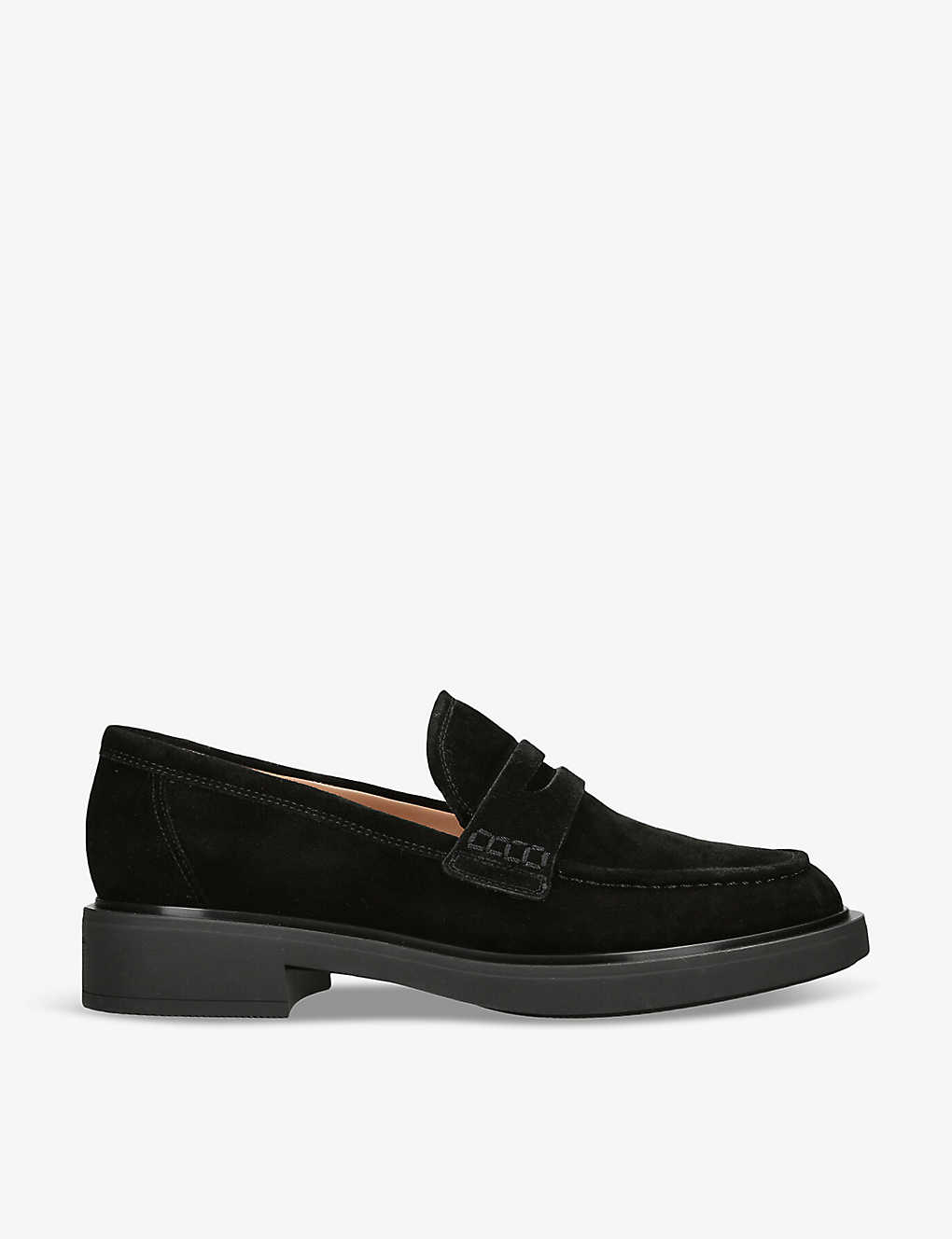 Gianvito Rossi Harris Penny-strap Suede Loafers In Black