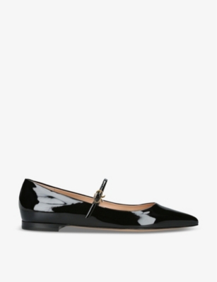 Gianvito Rossi Christina Patent Leather Ballerina Flats In Black In Black