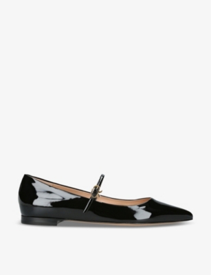 Shop Gianvito Rossi Women's Black Vernice Buckle-embellished Patent-leather Pumps