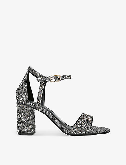 KG KURT GEIGER: Faryn Bling diamante-embellished faux-leather heeled sandals