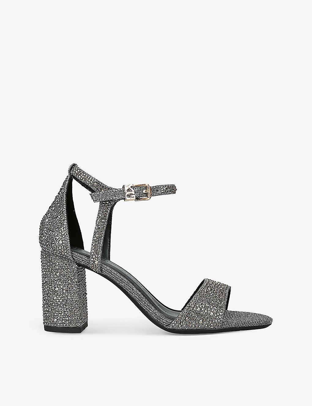 Kg Kurt Geiger Womens Pewter Faryn Bling Diamante-embellished Faux-leather Heeled Sandals