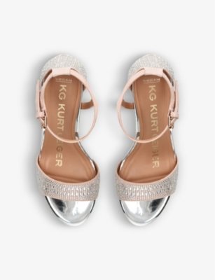 KG KURT GEIGER: Faryn Bling diamante-embellished faux-leather heeled sandals
