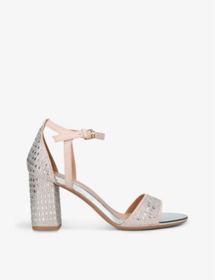 Kg Kurt Geiger Womens Silver Faryn Bling Diamante-embellished Faux-leather Heeled Sandals