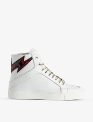 ZADIG & VOLTAIRE ZADIG&VOLTAIRE WOMENS POWER HIGH FLASH LOGO-EMBOSSED LEATHER HIGH-TOP TRAINERS