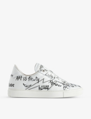 Zadig & Voltaire La Flash Graffiti-print Sneakers In White