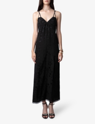 Shop Zadig & Voltaire Zadig&voltaire Women's Noir Rohal Floral-print Silk Midi Dress
