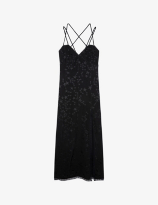 Zadig & Voltaire Rohal Star-jacquard Silk Dress In Noir