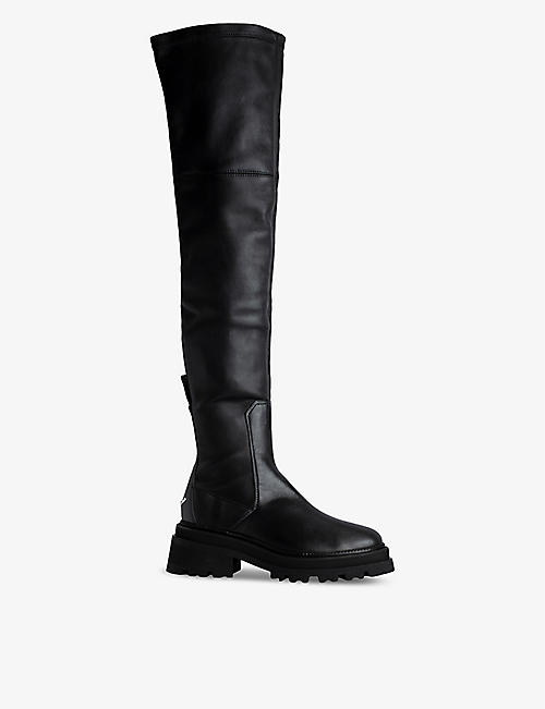ZADIG&VOLTAIRE: Ride brand-badge over-the-knee leather Chelsea boots