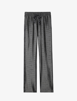 Zadig & Voltaire Zadig&voltaire Womens Anthracite Pomy Drawstring-waist Jacquard Woven Trousers
