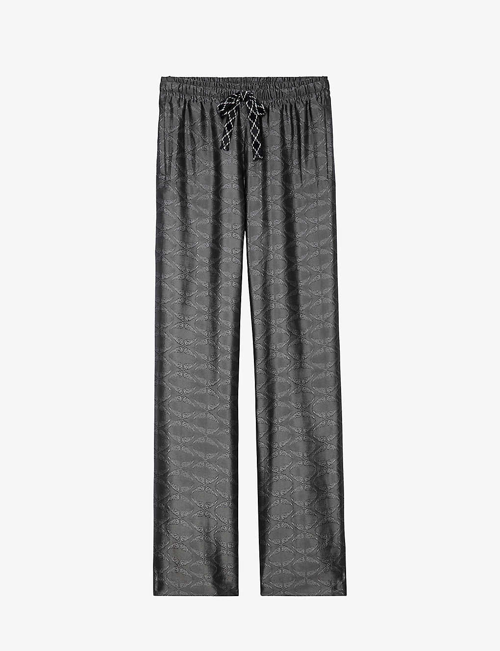 Zadig & Voltaire Zadig&voltaire Womens Anthracite Pomy Drawstring-waist Jacquard Woven Trousers