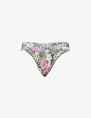 HANKY PANKY: Signature floral-print lace thong