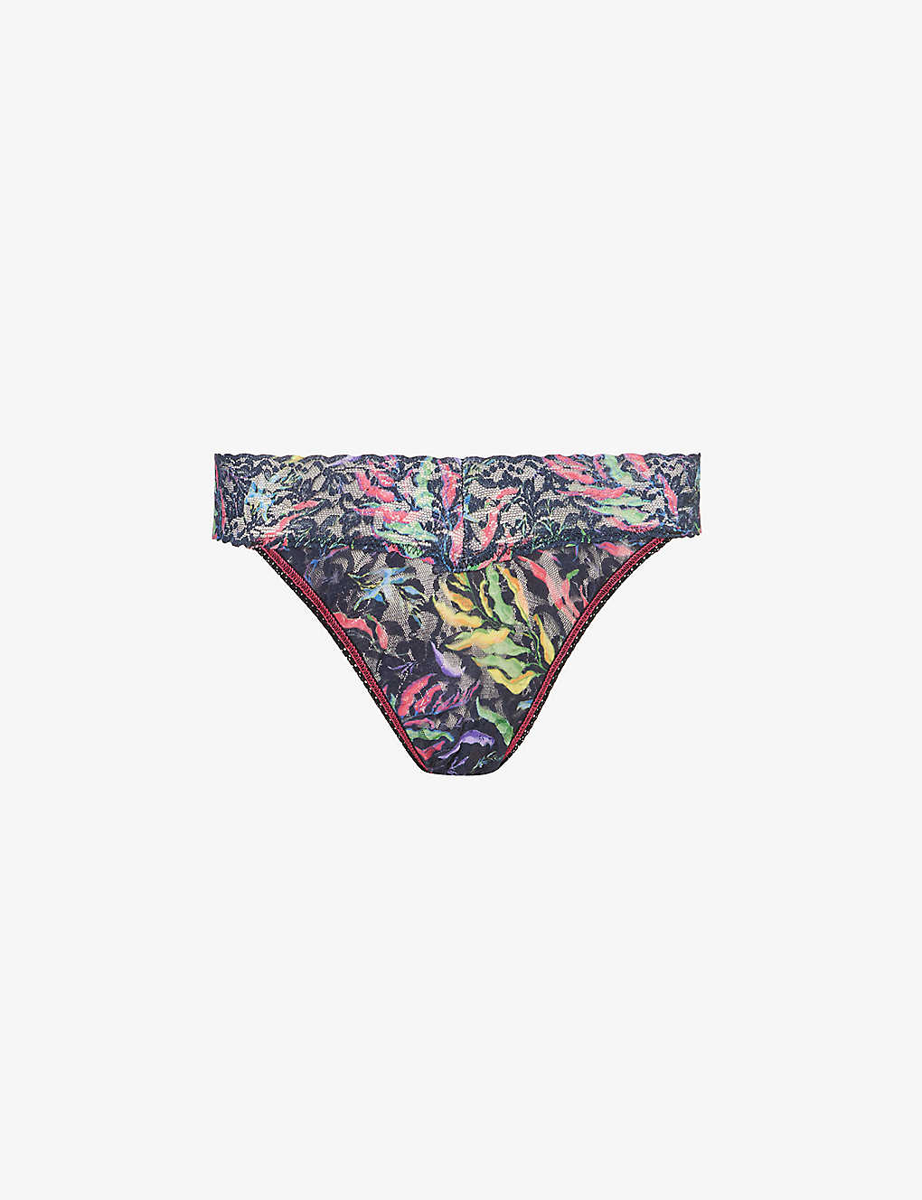 Hanky Panky Signature Floral-print Lace Thong In Floating (sea Reeds)