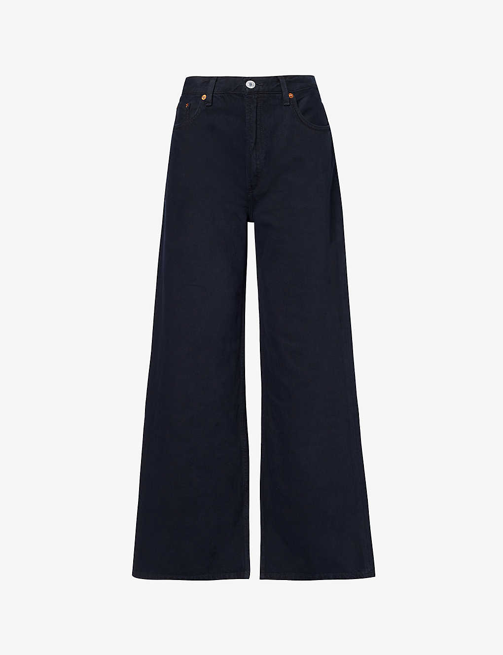 Re/done Low Rider Wide-leg Mid-rise Jeans In Black Flow