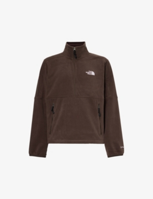 THE NORTH FACE THE NORTH FACE MEN'S COAL BROWN LOGO-EMBROIDERED FUNNEL-NECK FLEECE SWEATSHIRT