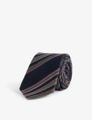 PAUL SMITH: Striped small-blade linen and silk-blend tie