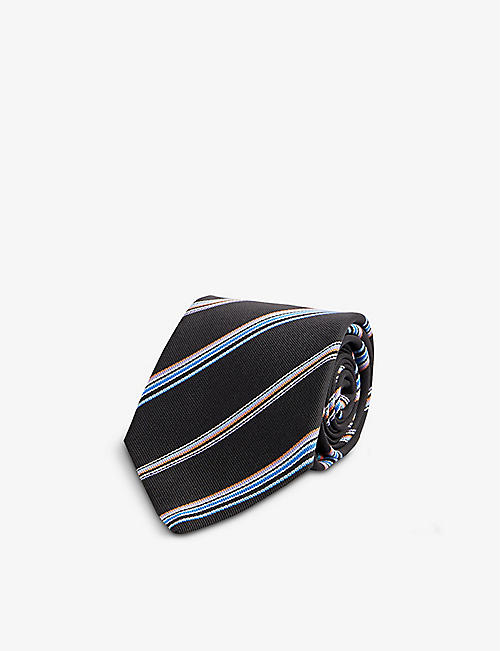 PAUL SMITH: Striped wide-blade silk tie