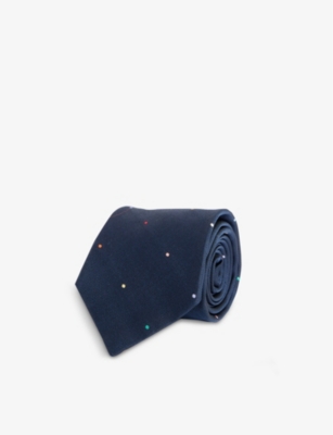 PAUL SMITH: Dot-embroidered wide-blade silk tie