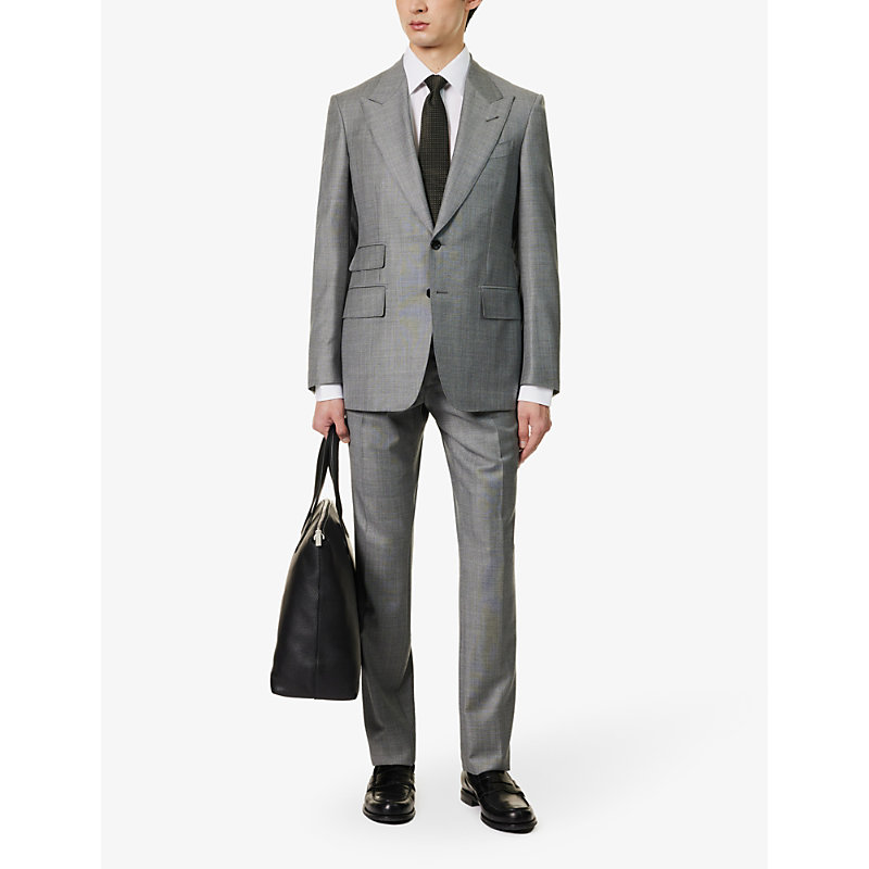 Shop Tom Ford Mens Light Grey Shelton-fit Single-breasted Sharkskin Wool Suit