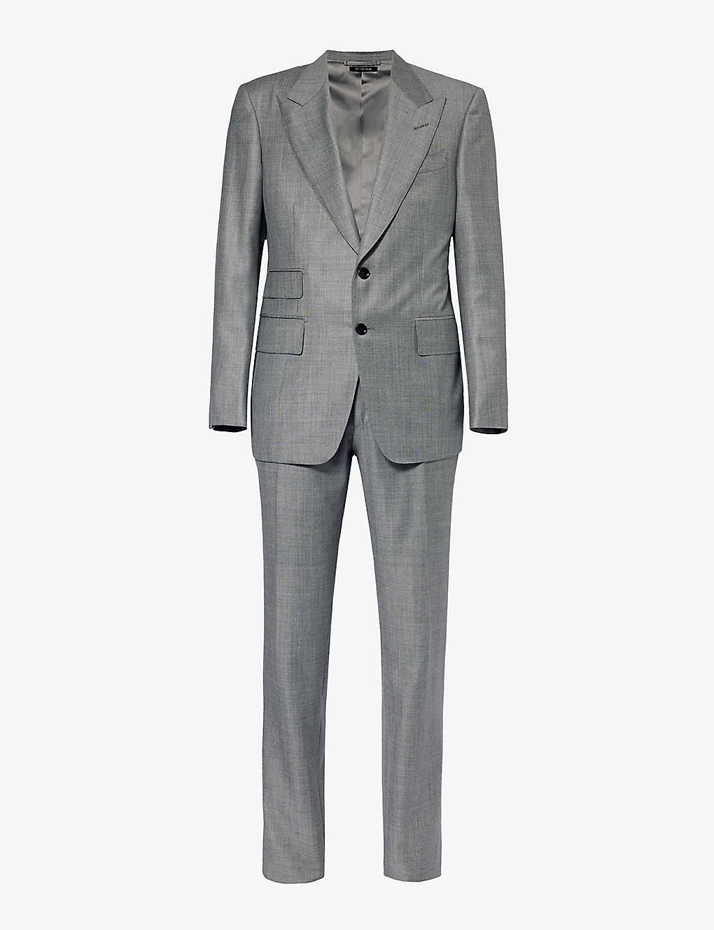 Tom Ford Mens Light Grey Shelton-fit Single-breasted Sharkskin Wool Suit