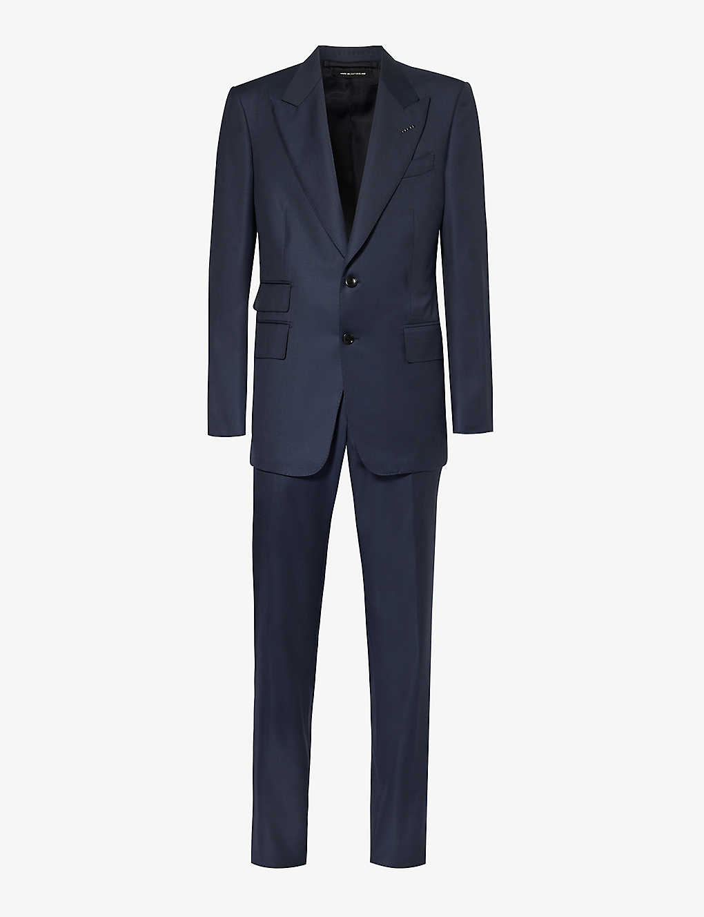 Tom Ford Mens Dark Blue Shelton-fit Single-breasted Sharkskin Wool Suit