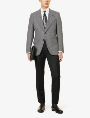 Shop Tom Ford Men's Black & White Atticus Houndstooth-patterned Wool, Mohair And Silk-blend Blazer