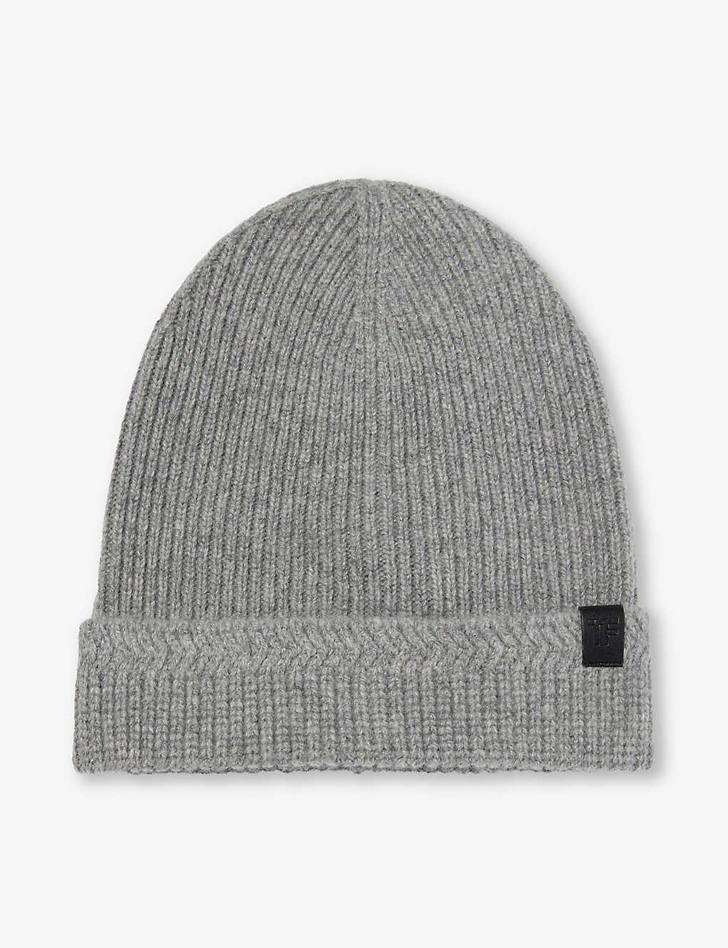 Tom Ford Mens Grey Melange Branded-patch Wool And Cashmere-blend Beanie Hat