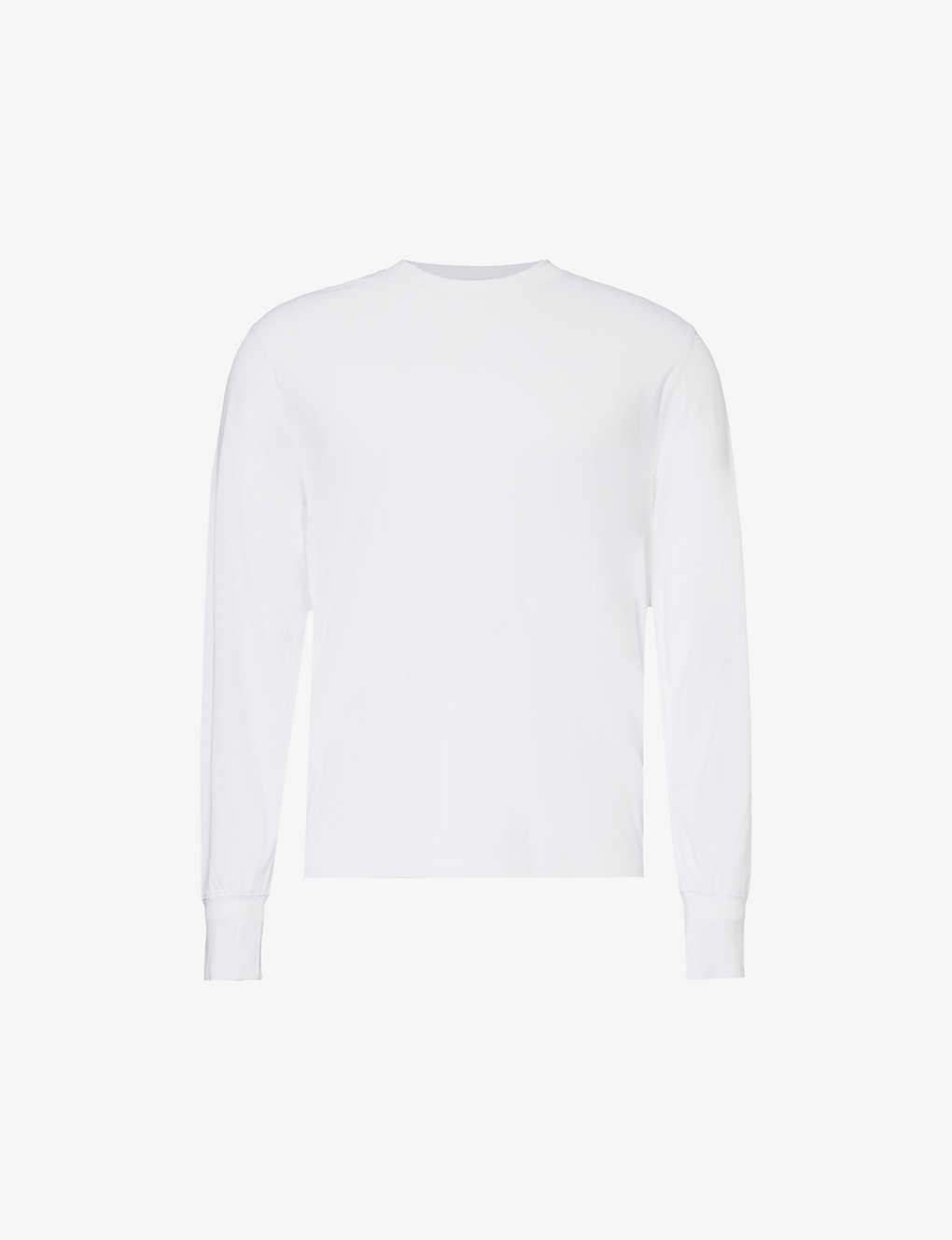 Tom Ford Crewneck Long-sleeve Woven-blend T-shirt In Cream