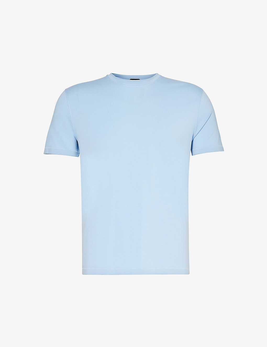 Tom Ford Brand-embroidered Crewneck Woven T-shirt In Blue