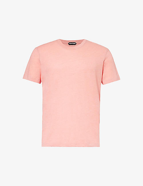 TOM FORD: Brand-embroidered crewneck cotton-blend T-shirt