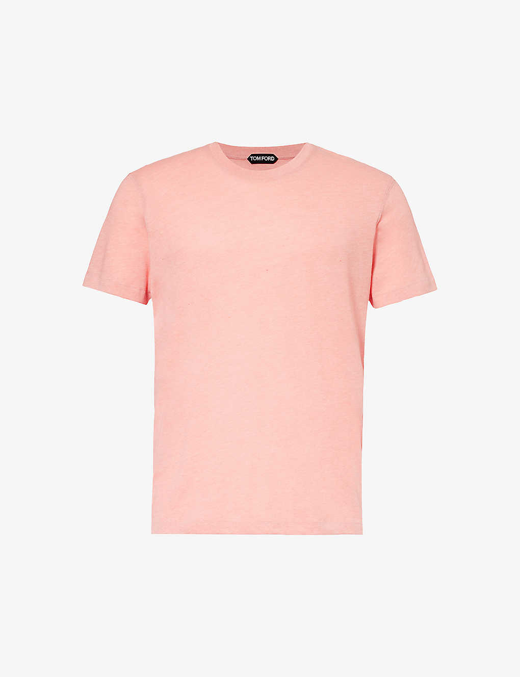 Tom Ford Mens Soft Peach Brand-embroidered Crewneck Cotton-blend T-shirt In Pink