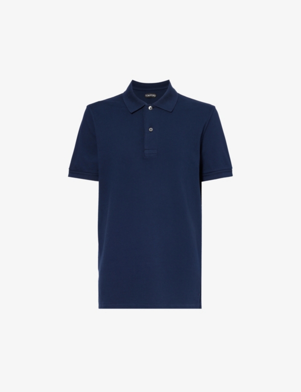 Straight-hem regular-fit cotton-piqué polo shirt