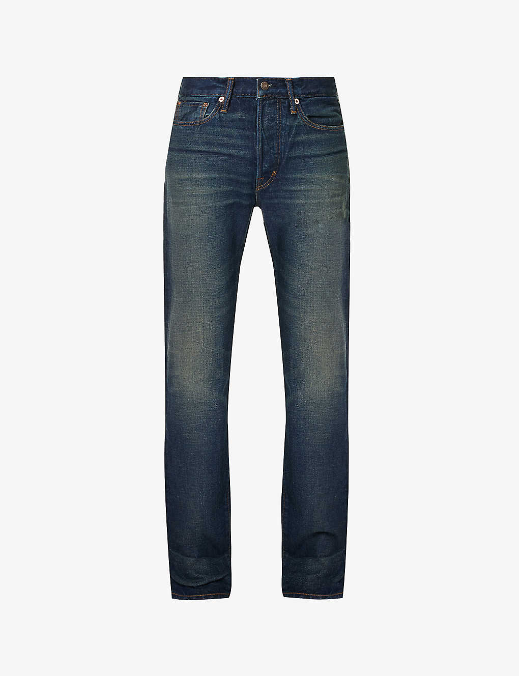 Tom Ford Brand-patch Belt-lop Slim-fit Straight-leg Selvedge Denim Jeans In Blue