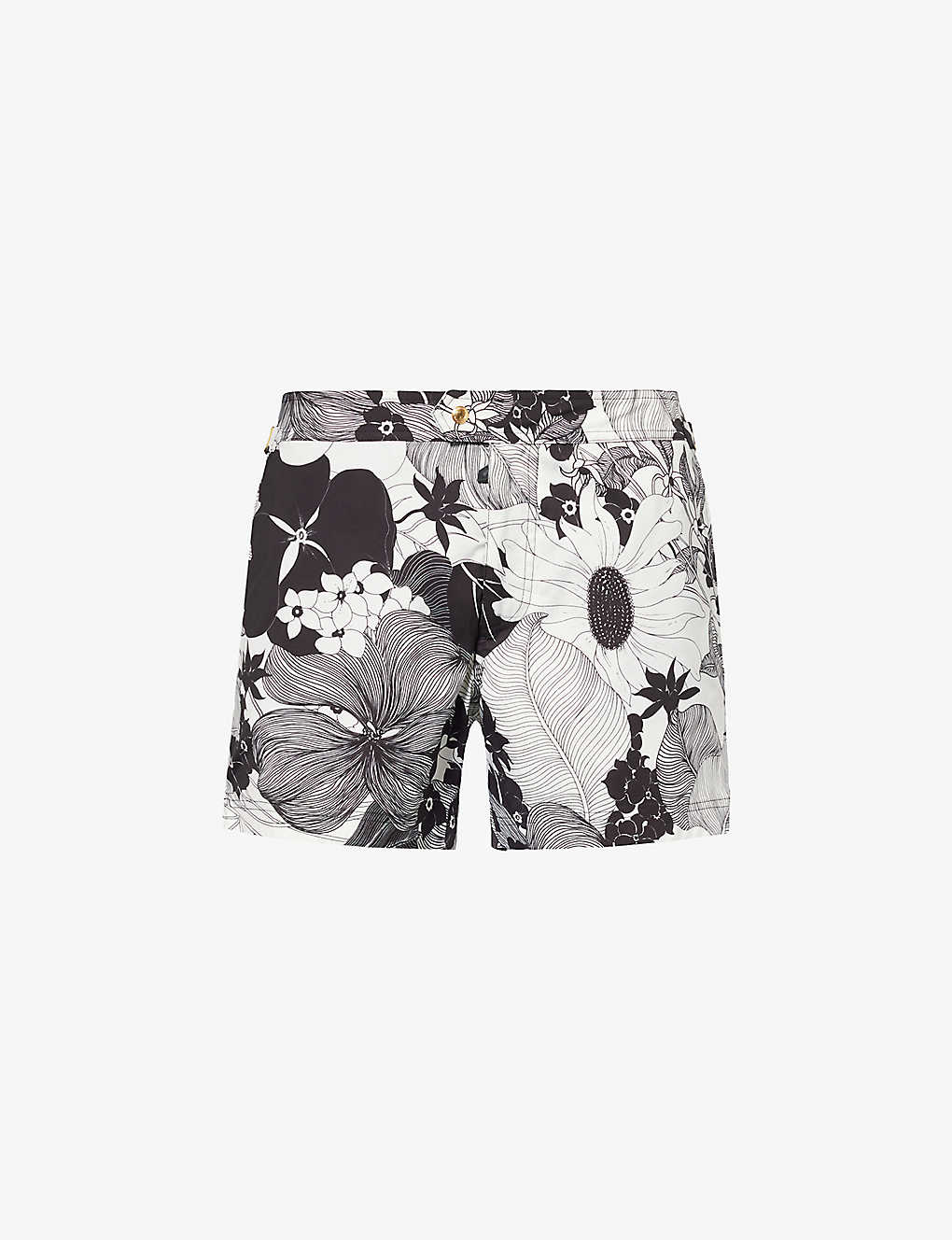 Shop Tom Ford Floral-print Waist-adjuster Swim Shorts In Combo Black